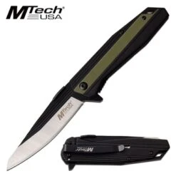 Mtech 8 Inch Two Tone Manual Folding Pocket Knife Black Green Handle