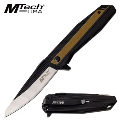Mtech 8 Inch Two Tone Manual Folding Pocket Knife Black Tan Handle 3 Mtech 8 Inch Two Tone Manual Folding Pocket Knife Black Tan Handle