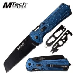 Mtech Manual Folding Pocket Knife Hidden Multi Tools In Blue Handle