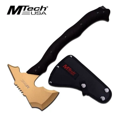 Mtech Full Tang Gold Tactical Throwing Hatchet Axe Tomahawk 14.5" 3 Mtech Full Tang Gold Tactical Throwing Hatchet Axe Tomahawk 14.5"