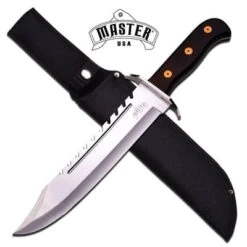 Master USA Fixed Blade Knife 16 3/8 Inches Overall With Black Pakkawood Handle
