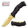 5 Inch MTech Xtreme Spring Assisted Gold Plate Knife With Black Handle -CUTLERY WHOLESALER Sales MXA805GD