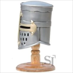 Mini Medieval Brass Trim Crusader Great Helm With Display Stand -CUTLERY WHOLESALER Sales Mini20Knight20helmet205