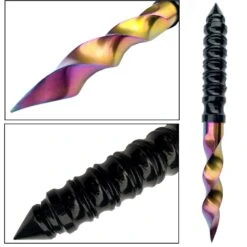 Handmade Cyclone Rainbow Tri-Edged Spiraling Dagger Knife -CUTLERY WHOLESALER Sales PK 512 2 Dagger Forged Kris Blade