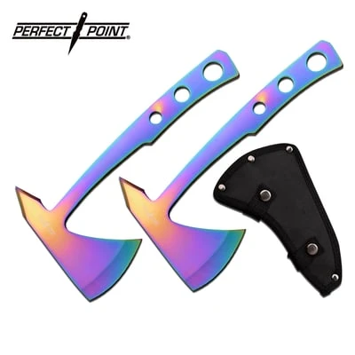Perfect Point 9.5 Inch Overall Throwing Axe Tomahawk Rainbow 2 Pieces 3 Perfect Point 9.5 Inch Overall Throwing Axe Tomahawk Rainbow 2 Pieces