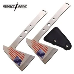 Tomahawk Throwing Axe 9.5 Inch Stainless Steel USA Flag Axe Head 2 Piece Set