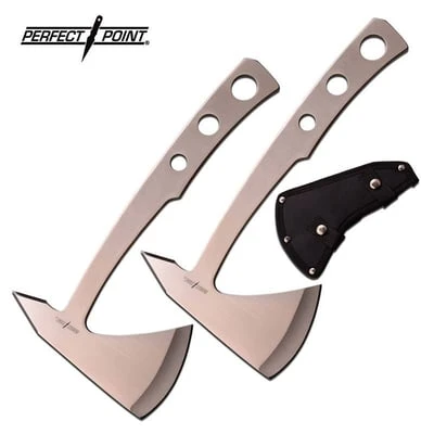 2 Pc Double Throwing Axe Hatchet Tomahawk Spike Knife Set 3 2 Pc Double Throwing Axe Hatchet Tomahawk Spike Knife Set