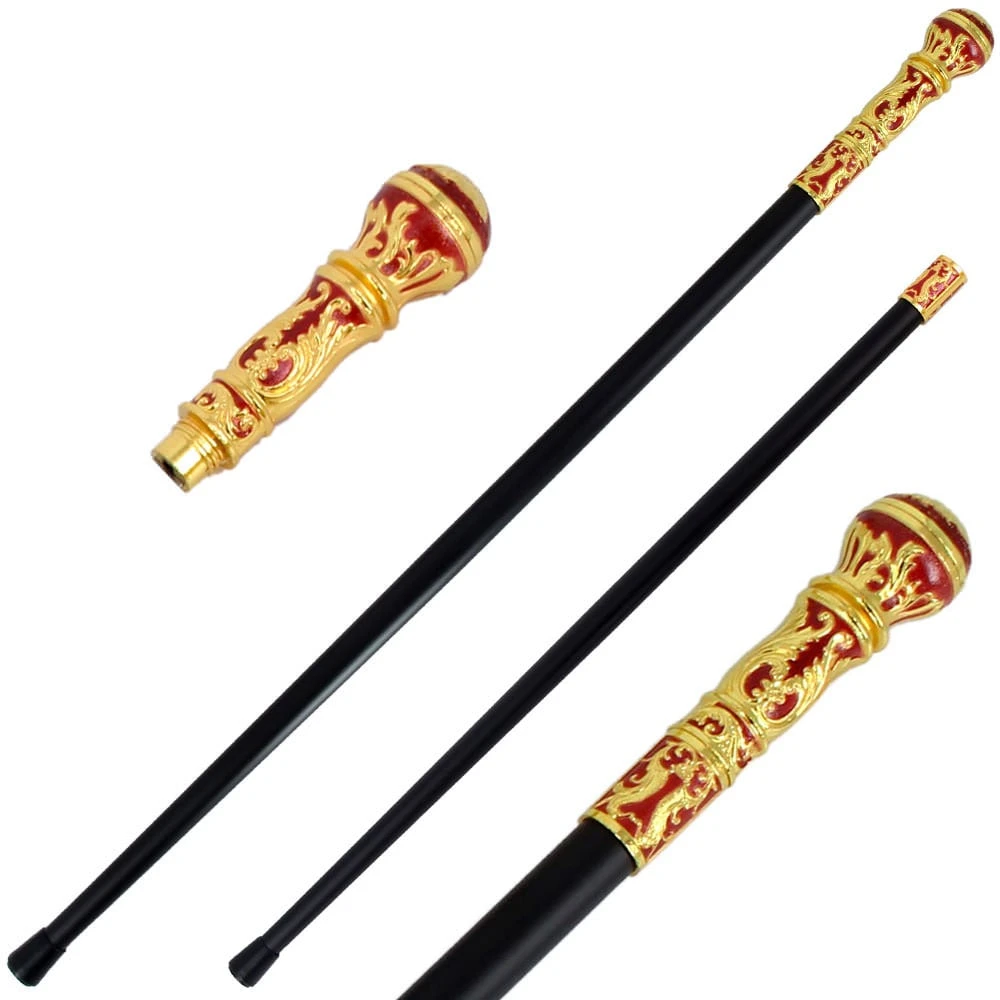 36" Golden Red Knob Deluxe Steel Walking Stick Gentleman's Cane 3 36" Golden Red Knob Deluxe Steel Walking Stick Gentleman's Cane