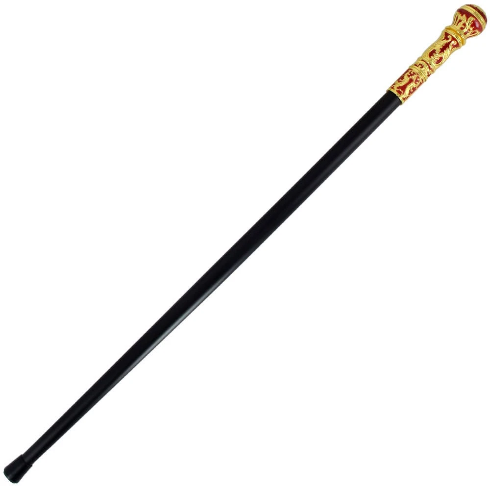 36" Golden Red Knob Deluxe Steel Walking Stick Gentleman's Cane 4 36" Golden Red Knob Deluxe Steel Walking Stick Gentleman's Cane - Image 2