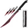 Red Ninja Sword Full Tang Machete Tactical Blade 3 Pcs Kunai Throwing Knife Set -CUTLERY WHOLESALER Sales SI20718 1