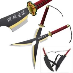 CUTLERY WHOLESALER Sales 22 Set Of 2 34" Tengen Uzui's Dual Nichirin Swords With Shoulder Strap