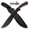 Survivor 22 Inch Machete Survival Knife With Wood Handle And Sheath