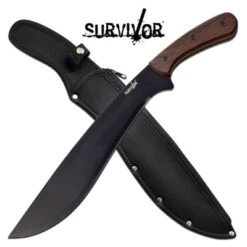 Survivor 22 Inch Machete Survival Knife With Wood Handle And Sheath