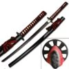 Black Samurai Sword With Black & Red Cord Wrap Handle