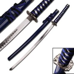 Dragon Samurai Katana Sword - Blue And Black Cord Wrapped Handle