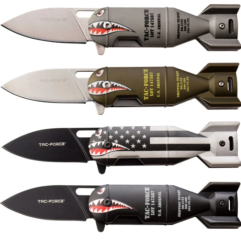 WW2 Bomber Design Spring Assisted Knife | 16 Pocket Knives In POP Box 6 WW2 Bomber Design Spring Assisted Knife | 16 Pocket Knives In POP Box - Image 4