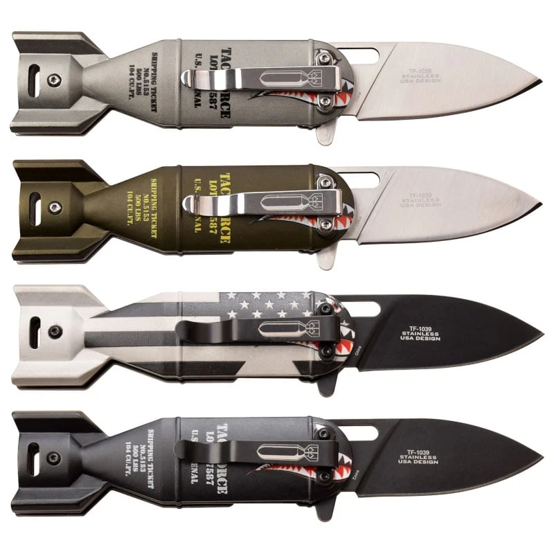 WW2 Bomber Design Spring Assisted Knife | 16 Pocket Knives In POP Box 5 WW2 Bomber Design Spring Assisted Knife | 16 Pocket Knives In POP Box - Image 3