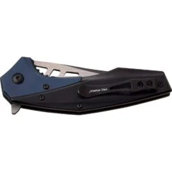 Folding Pocket Knife With Persian Edge Blade Black Blue Handle 9 Folding Pocket Knife With Persian Edge Blade Black Blue Handle -CUTLERY WHOLESALER Sales TF 977BL closed