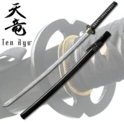 7MM Hand Forged Carbon Steel Katana W/ Real Ray Skin - Black