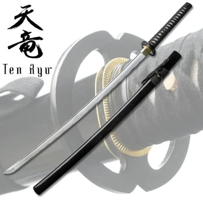 7MM Hand Forged Carbon Steel Katana W/ Real Ray Skin - Black 3 7MM Hand Forged Carbon Steel Katana W/ Real Ray Skin - Black