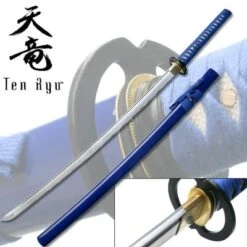 7MM Hand Forged Carbon Steel Katana W/ Real Ray Skin - Blue
