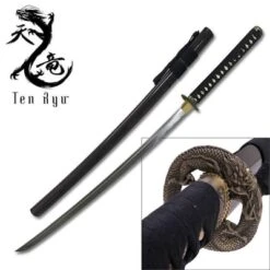 Ten Ryu 42 Inch Handmade 1045 Carbon Steel Blade Samurai Sword Black
