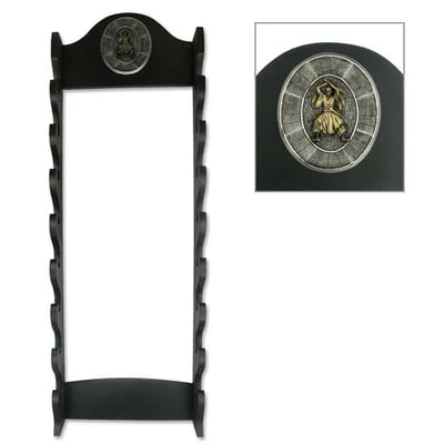 Deluxe Wooden 8 Tier Sword Stand Display W/ Samurai Logo 3 Deluxe Wooden 8 Tier Sword Stand Display W/ Samurai Logo