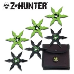 6 Pc 6 Point Stainless Steel Throwing Stars "Zombie Hunter" - 4 Inch Diameter