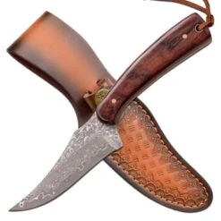Elk Ridge 6.75 Inch Fixed Blade Hunting Knife Damascus Steel W/ Rosewood Handle