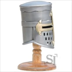 Mini Medieval Brass Trim Crusader Great Helm With Display Stand -CUTLERY WHOLESALER Sales mini20knight20helmet202